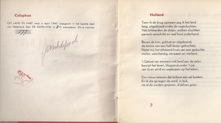 GROOT, J.H. DE/ ONDER PS. J.TEN MUTSAERT - Om Land En Hart, Verzen