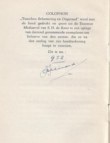 ESCHE/ PS. VAN SAMUEL JULIARD - Tusschen Schemering En Dageraad