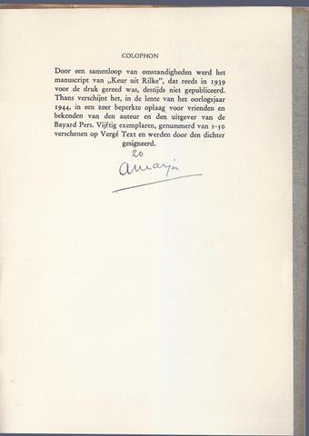 MARJA, A./ PS. VAN A.T.MOOIJ, VERTALING - Keur Uit Rilke, Vertaalde Gedichten