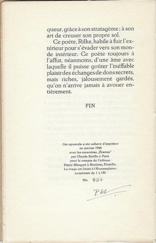 RILKE (OVER)(1875-1926) DOOR LUIS DE VILALLONGA (=... SPAANS ARISTOCRAAT, SCHRIJVER EN TONEELSPELER- MAAR VRIJWEL ZEKER NIET DE SCHRIJVER VAN DIT BOEKJE) (1920-2007) - Rilke, Ce Faible Hroque