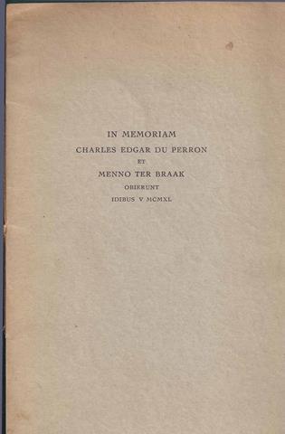 ROLAND HOLST, A. - In Memoriam Charles Edgar Du Perron Et Menno Ter Braak