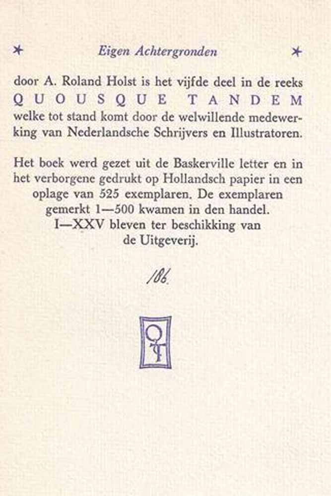 ROLAND HOLST, A. - Eigen Achtergronden