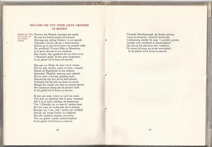 SCHUCHART, MAX (1920-2005) - Hommage  Francois Villon, Oorspronkelijke En Vertaalde Balladen