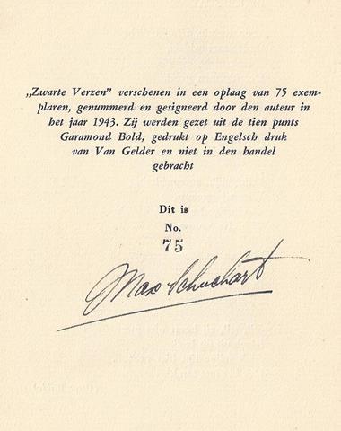 SCHUCHART, MAX - Zwarte Verzen