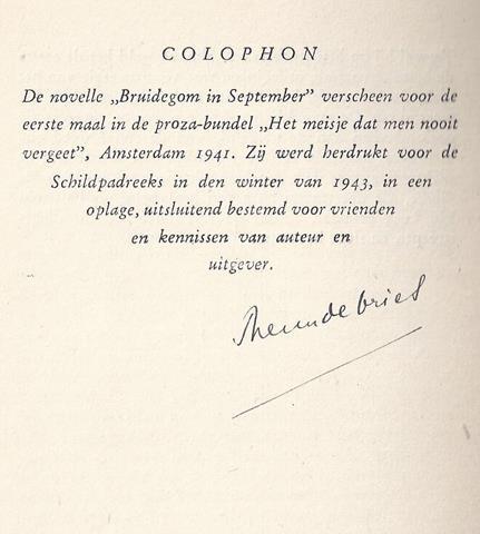 VRIES, THEUN DE - Bruidegom in September