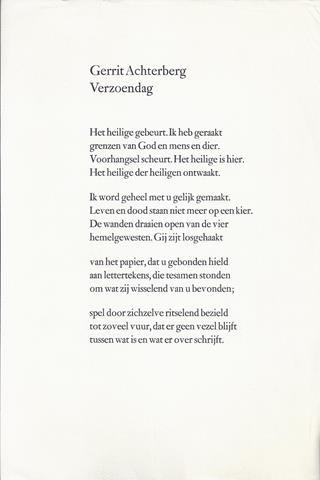 ACHTERBERG, GERRIT - Verzoendag