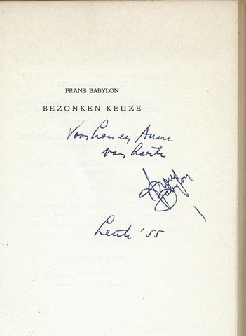 BABYLON, FRANS (1924- - Bezonken Keuze , Gedichten