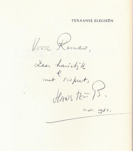 BERGE, H.C.TEN (1938) MET OPDRACHT AAN REMCO CAMPERT - Texaanse Elegien