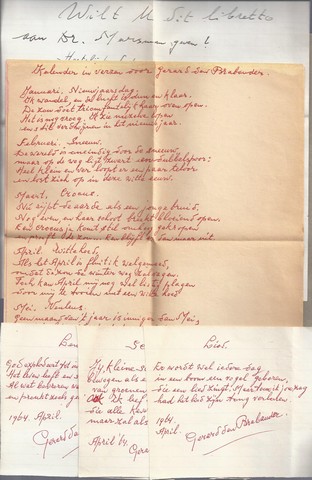 BRABANDER, GERARD DEN - Brief Van Den Brabander Aan Dr. W. Marsman (Neef Van de Dichter) + Handgeschreven Gedichten