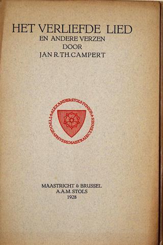 CAMPERT, JAN R. TH. - Het Verliefde Lied En Andere Verzen