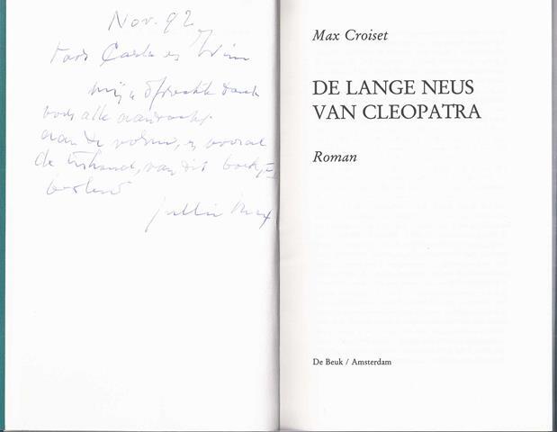 CROISET, MAX - De Lange Neus Van Cleopatra, Roman