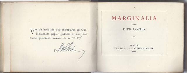 COSTER, DIRK (1887-1956) - Marginalia