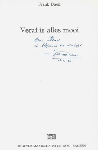 DAEN, FRANK (1918-2007) PS. VAN IZAK FRANK DE HAAN - Veraf Is Alles Mooi, Verzamelde Gedichten