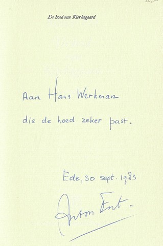 ENT, ANTON (1939-) - De Hoed Van Kierkegaard, Gedichten