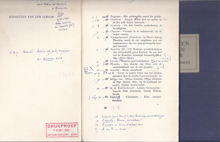 GERHARDT, IDA G.M. - Sonnetten Van Een Leraar