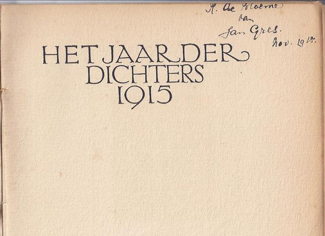 GRESHOFF, J (SAMENSTELLING) - Het Jaar Der Dichters/ 1915