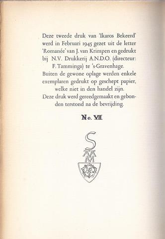 GRESHOFF, J. - Ikaros Bekeerd, Een Leerdicht