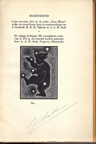 HATTUM, JAC. VAN (1900-1981) - Bilzenkruid, Gedichten