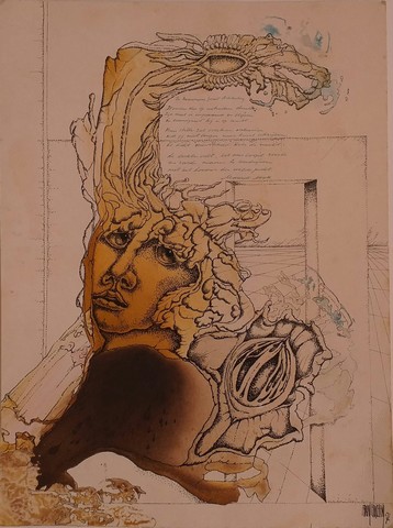 HELMAN, ALBERT PS. VAN LOU LICHTVELD + ORIGINELE GEVERFDE PENTEKENING FRANS ERKELENS (1937-2016) - In Memoriam Gerrit Achterberg