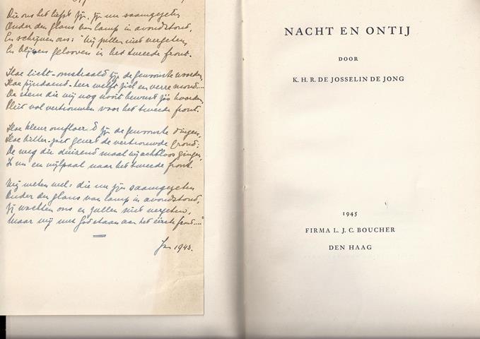 JOSSELIN DE JONG, K.H.R.DE - Nacht En Ontij