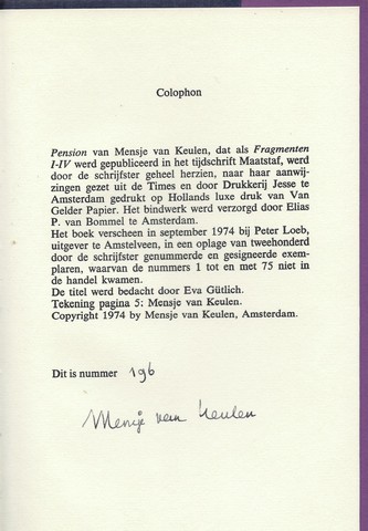 KEULEN, MENSJE VAN - Pension