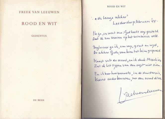 LEEUWEN, FREEK VAN - Rood En Wit, Oude En Nieuwe Gedichten