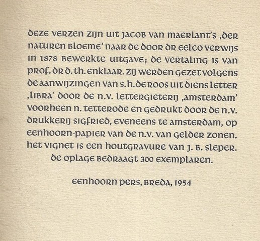 MAERLANT, JACOB VAN - De Eenhoorn