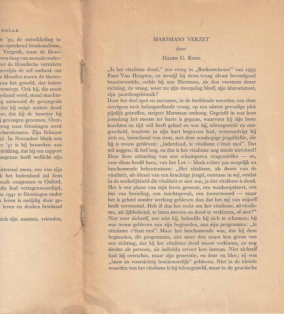 MARSMAN, H (OVER), DOOR HALBO C.KOOL - Marsmans Verzet