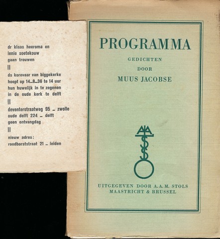MUUS JACOBSE/ PS. VAN K.H. HEEROMA - Programma, Gedichten