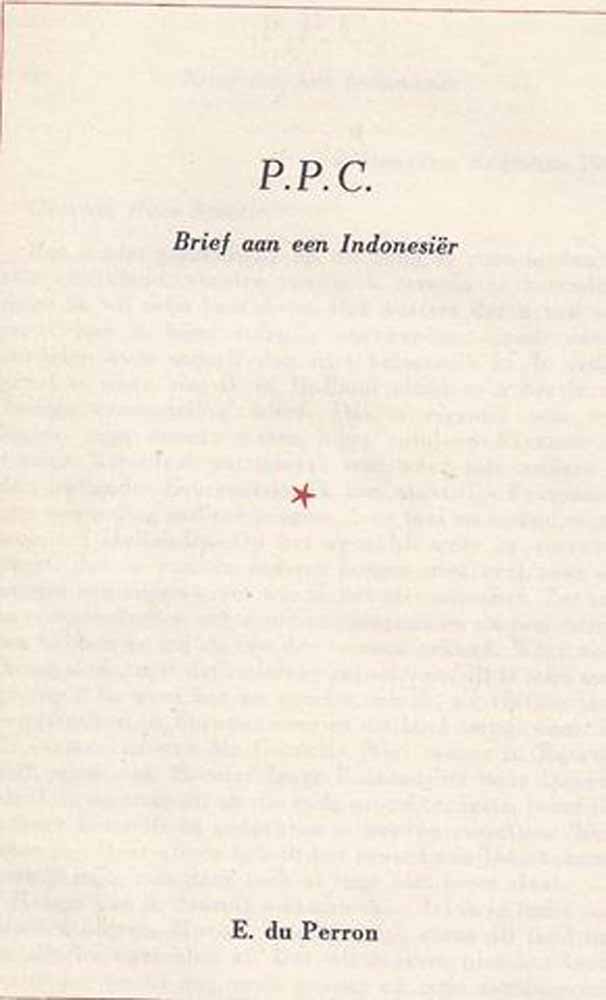 PERRON, E. DU - P.P. C. , Brief Aan Een Indonesir