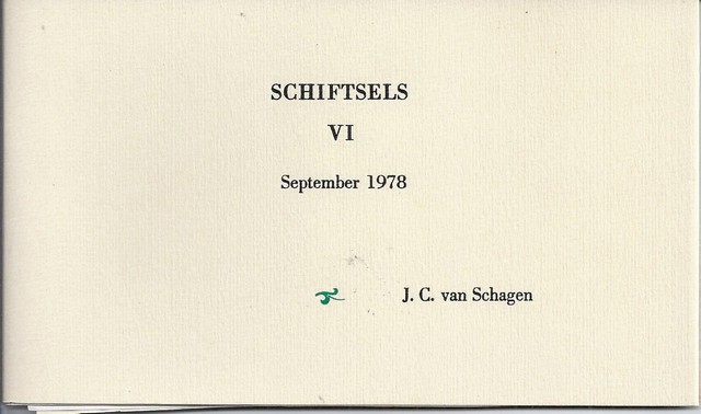 SCHAGEN, J.C. VAN - Schriftsels VI