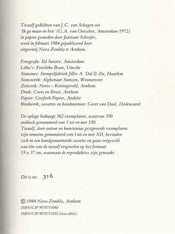 SCHAGEN, J.C. VAN (1891-1985) - Ik Ga Maar Ik Ben