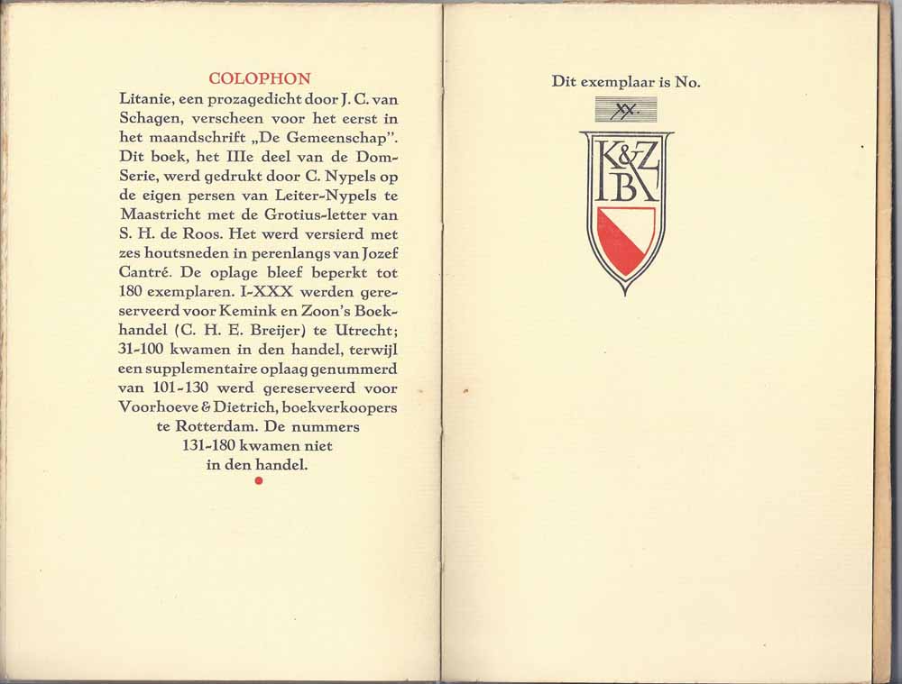 SCHAGEN, J.C. VAN - Litanie