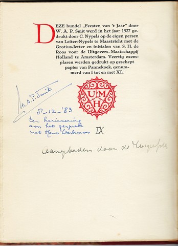 SMIT, W.A.P. (1903-1986) - Feesten Van 't Jaar