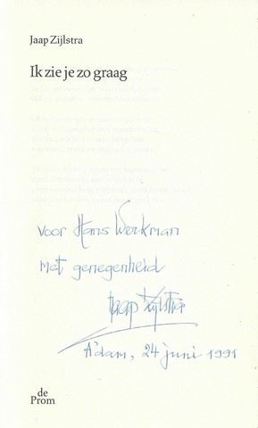 ZIJLSTRA, JAAP - Ik Zie Je Zo Graag, Gedichten