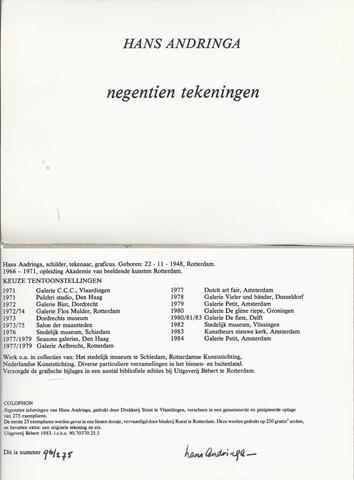 ANDRINGA, HANS - Negentien Tekeningen