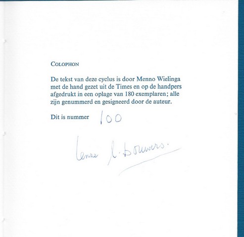 BOUWERS, LENZE L. - De Stilte Van de Zoeker; Rondelen