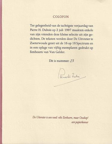 DUBOIS, PIERRE H. - Ik Ben Niet Meer Zoals Ik Vroeger Was