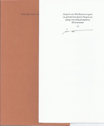 KUSTERS, WIEL (1947) - Dagboek