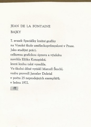 LA FONTAINE, JEAN DE - Bajky