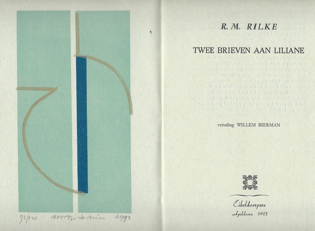 RILKE, M.R.(1875-1926); VERTALING WILLEM BIERMAN - Twee Brieven Aan Liliane