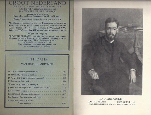 GRESHOFF, VAN NIJLEN EN VESTDIJK, RED. - Groot Nederland, Letterkundig Maandschrift