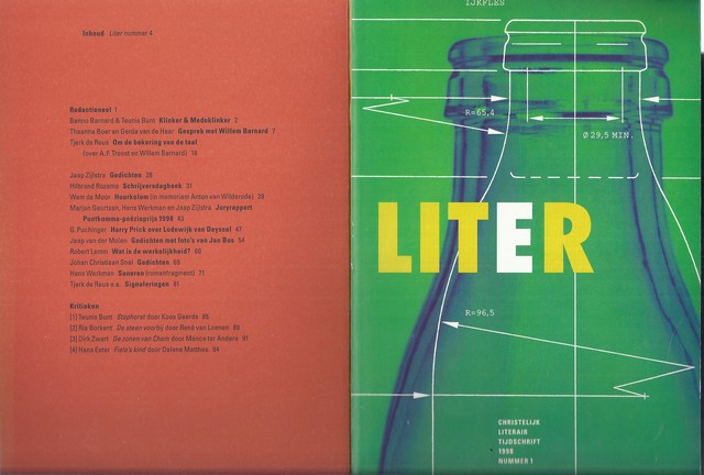WERKMAN, HANS, RIEN VAN DEN BERG, S.V.D.GAAUW, GERDA V.D.HAAR, D.ZWART, E.A. REDACTIE - Liter Christelijk Literair Tijdschrift, Jaargang 1 Compleet in 5 Nummers