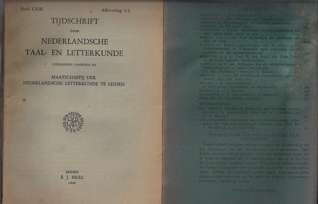 HEEROMA, DR.K. E.A.RED. - Tijdschrift Voor Nederlandsche Taal- En Letterkunde; Deel LXIII (63) Compleet