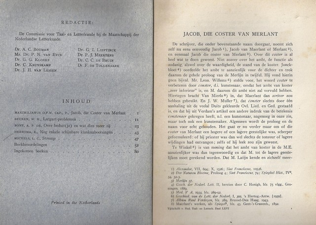 MEERTENS, DR.P.J. E.A. RED. - Tijdschrift Voor Nederlandse Taal- En Letterkunde; Deel LXVI (66) 3 Delen