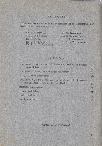 KRUYSKAMP, DR.C. E.A. RED. - Tijdschrift Voor Nederlandse Taal- En Letterkunde; Deel LXVII (67) 3 Delen