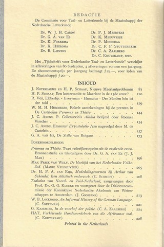 FOKKEMA, DR.K. E.A. RED. - Tijdschrift Voor Nederlandse Taal- En Letterkunde; Deel LXXXII (82) Compleet