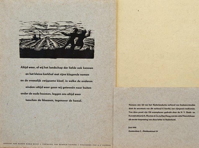 RILKE, RAINER MARIA/ VERT. DOOR REINOLD KUIPERS - Altijd Weer, of Wij Het Landschap Der Liefde Kennen......