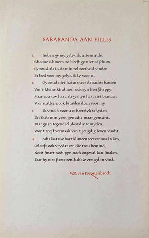FOCQUENBROCH, W.G.VAN - Sarabanda Aan Fillis