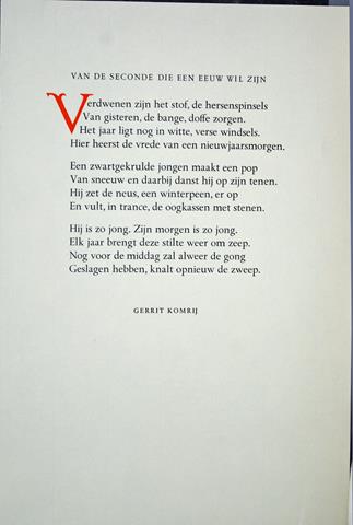 KOMRIJ, GERRIT - Van de Seconde Die Een Eeuw Wil Zijn
